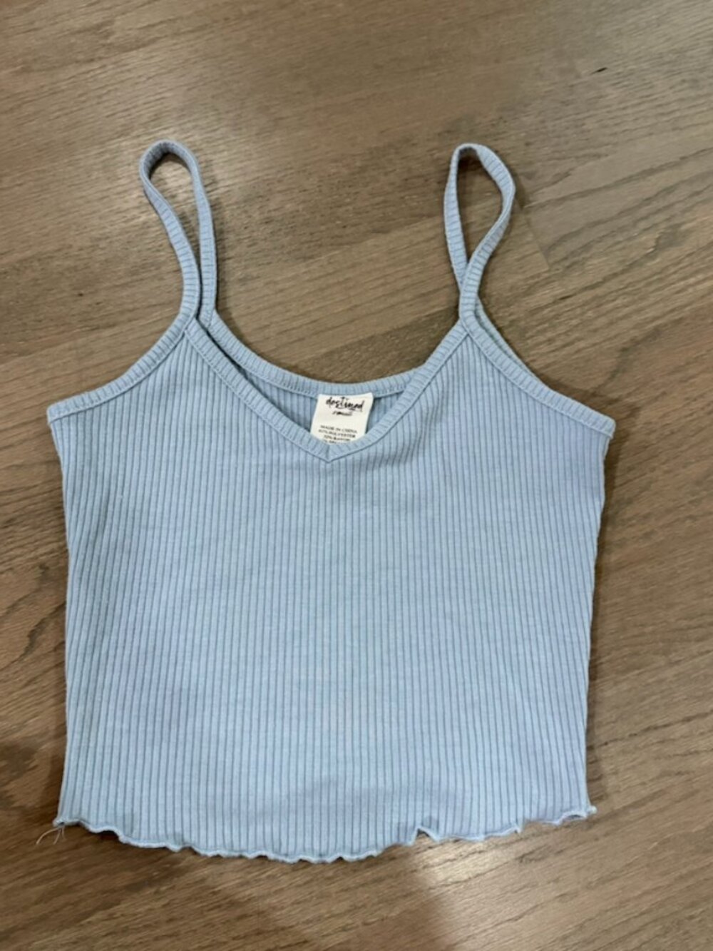 Destined by Tillys Light Blue Ribbed Cropped Cami Tank Top Size XS